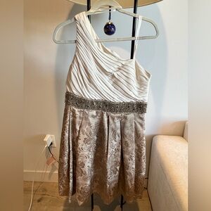 Gold and cream one shoulder dress